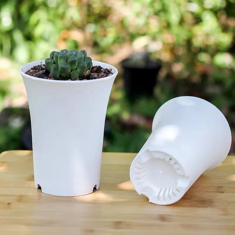 2/5Pcs White Plastic Flowerpots Simple Nursery Seedling Pot Flowers Seed Breeding Planters Container Box Garden Supplies Tool