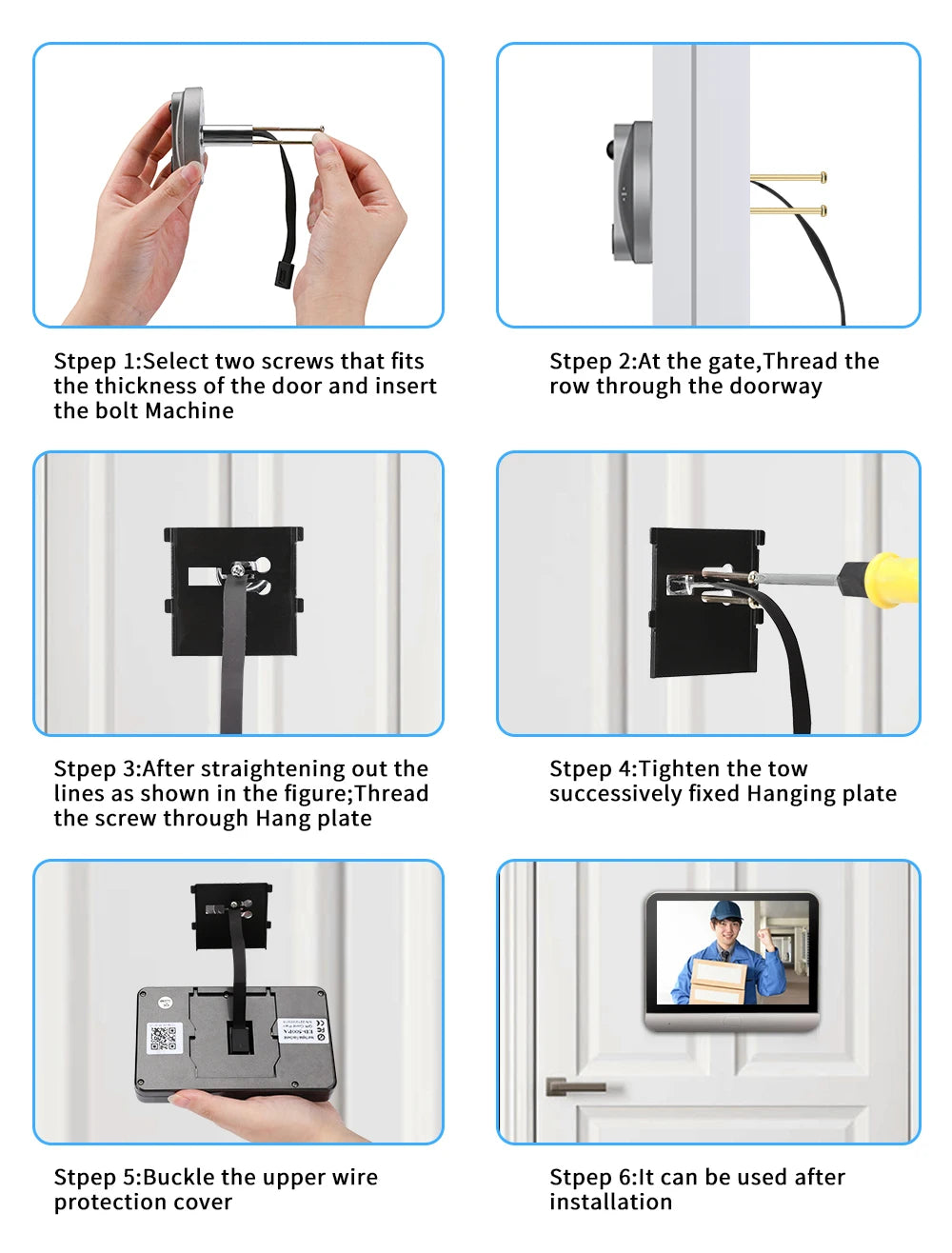 Smart Life Wireless Security Home Video Doorbell Camera Wifi 2.4G 1080P Ring Bell Door Peephole Intercom Video With Screen