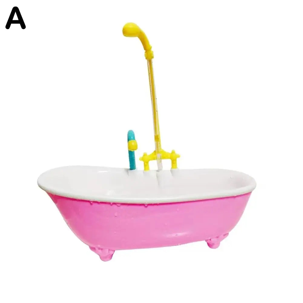 Pink plastic automatic bird bathtub with shower for parrots and parakeets to enjoy refreshing bathing.