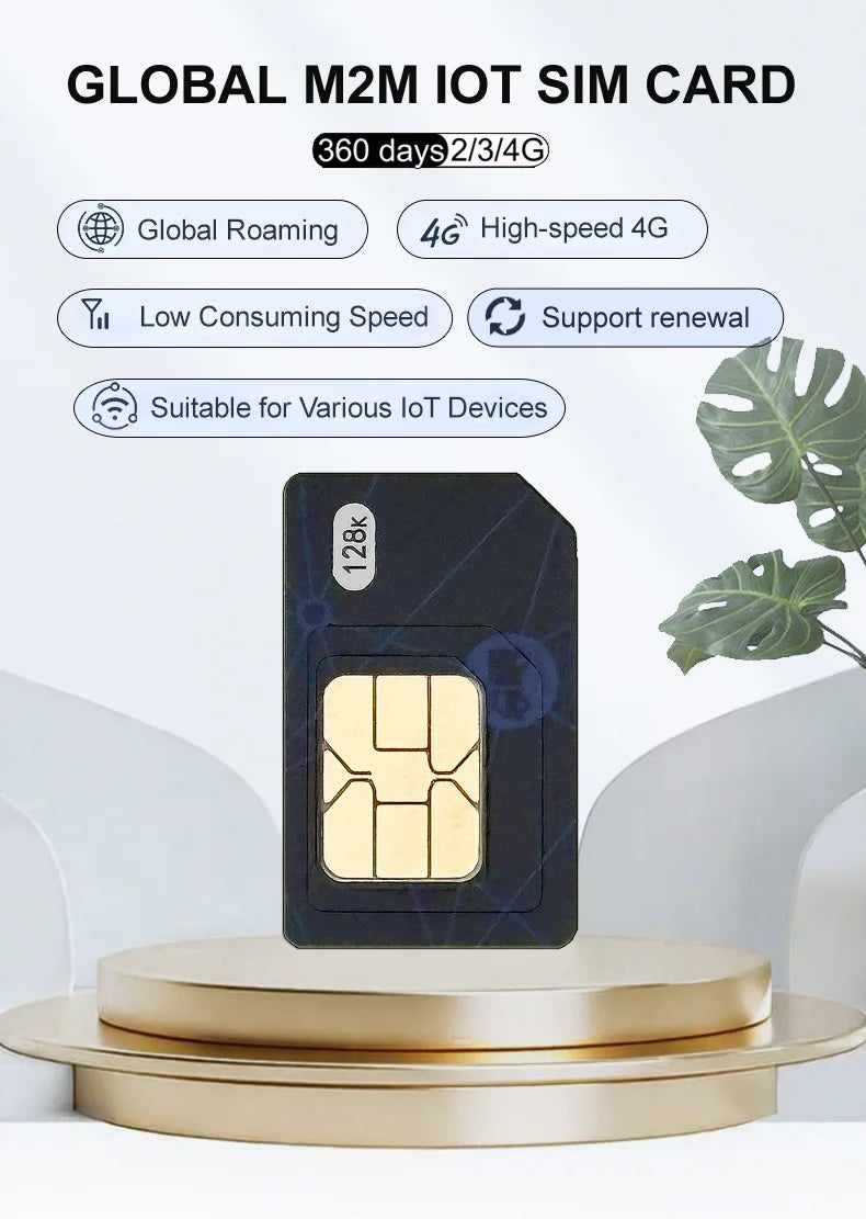 4G Sim Card Global Romaing Smart M2M IOT Card For GPS Tracker Collar Iot Device 360MB data 1 Year Internet Traffic Rechargeable