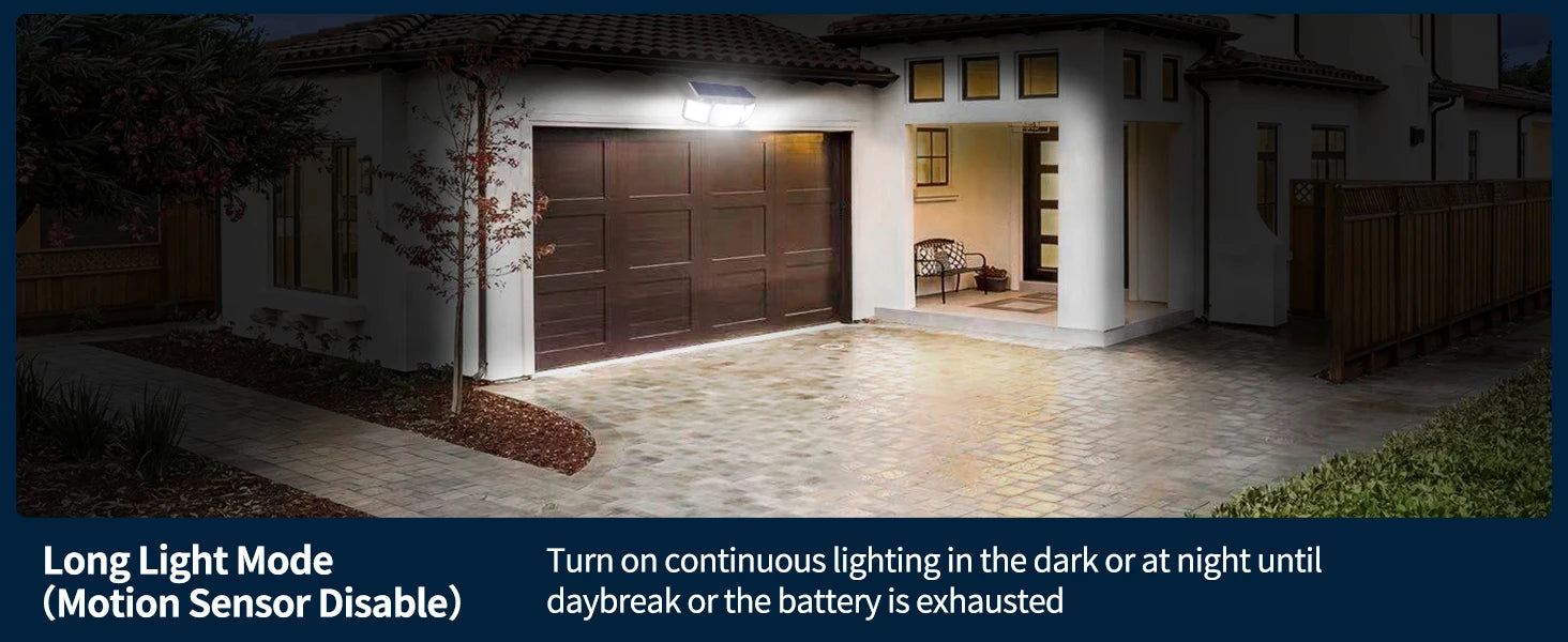 Intelamp Outdoor Solar Lights 4000mAh Battery With Two Motion Sensor 1200LM Bright IP65 Wall Lamp For Garden Yard Path Garage