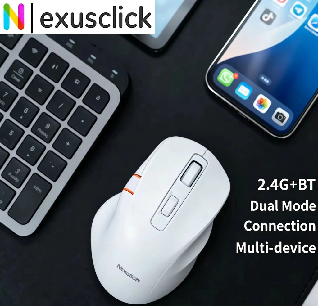 Ergonomic Dual-Mode Wireless Slient Office Mouse 2.4G/BT 5.1 DPI Adjustable Optical Mouse With Scroll Wheel For PC Computer