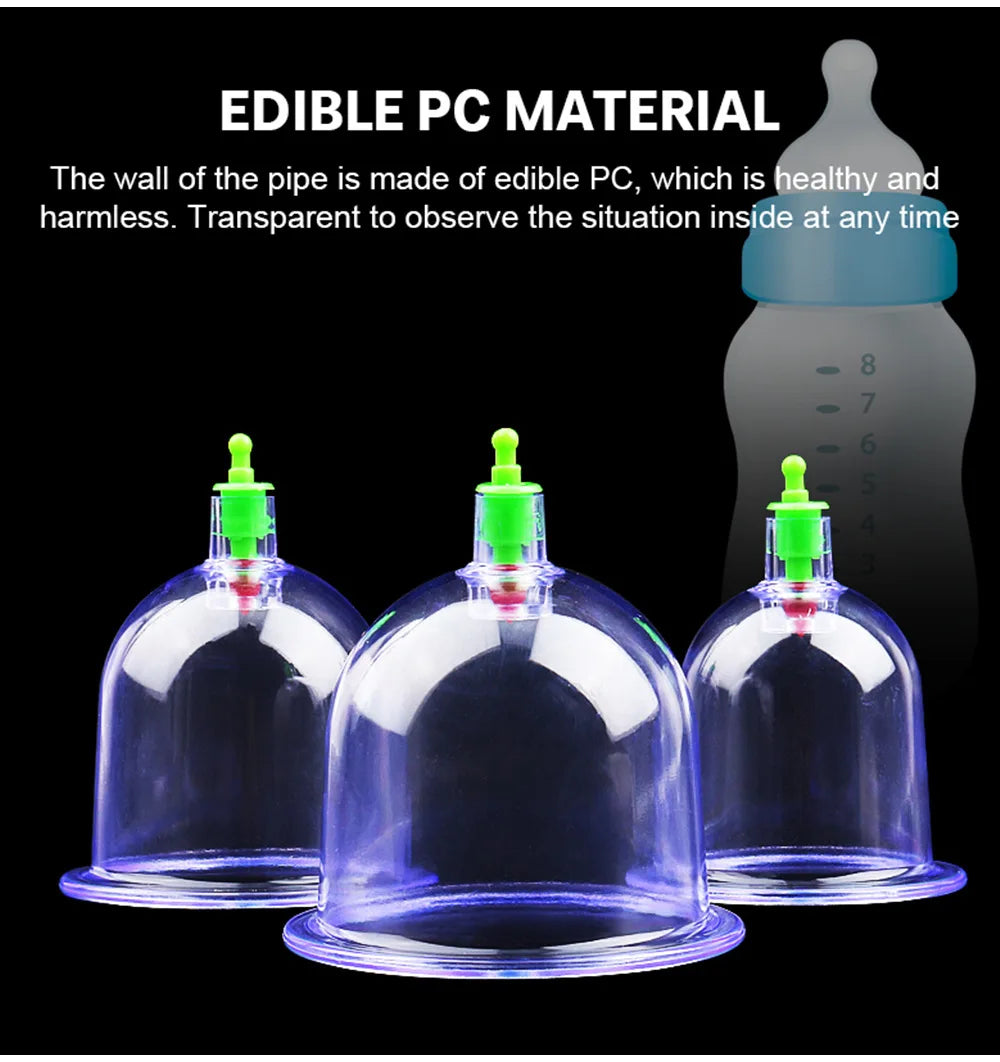 Vacuum Cupping Set for Deep Tissue Muscle Relief - 6 or 12 Piece Kit Body Shaping Massage Equipment Tidesmit