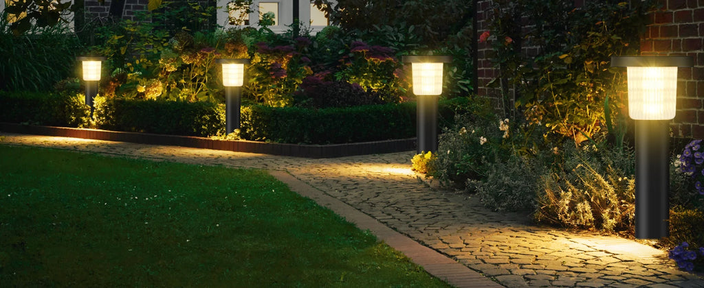 Intelamp 3800mah 500LM 2 Pack Solar Pathway Lights Lawn Lights Outdoor Auto On/Off Landscape Light For Yard Garden Driveway Patio Walkway