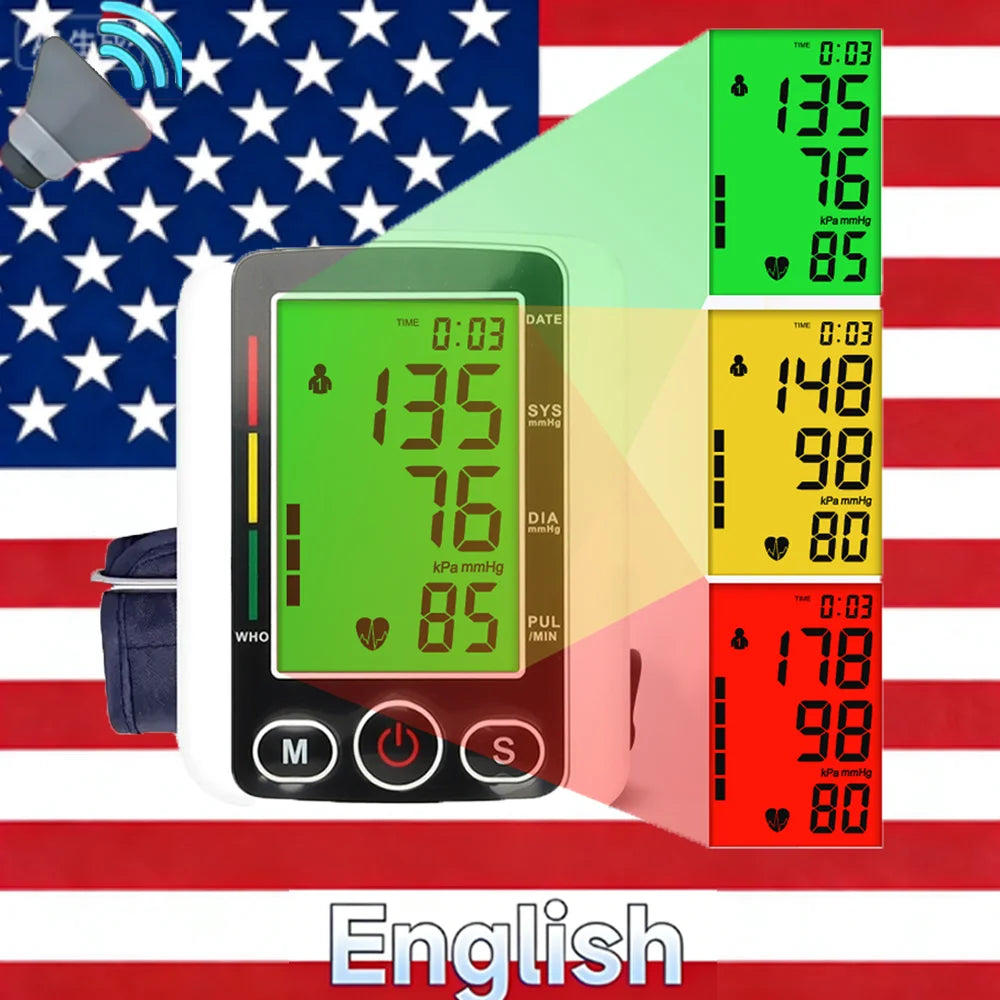 Portable Upper Arm Blood Pressure Monitor BP Monitor Automatic Tonometer Tensiometer Digital Sphygmomanometer Measurement Tool
