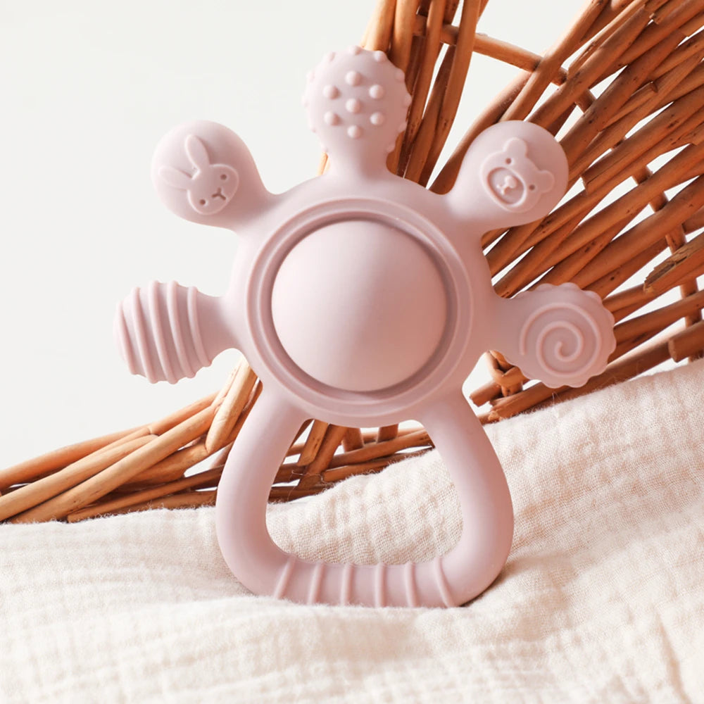 Baby BPA Free Silicone Teether Toy Rattle Silicone Teething for Teeth Newborn Accessories Food Grade Infant Soothing Nusing Toys
