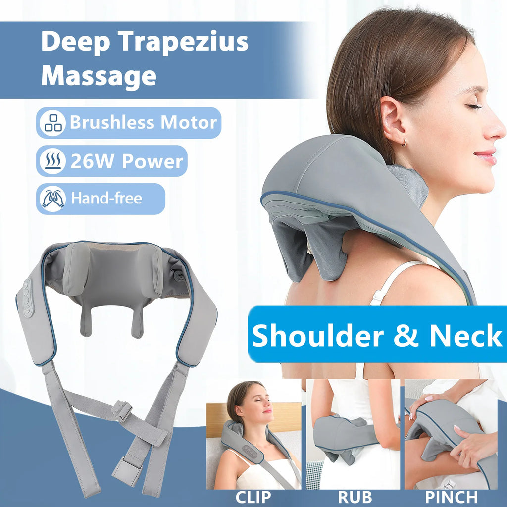 Cordless Deep Tissue Neck and Shoulder Massager with Heat Therapy Back Massage Instrument Tidesmit