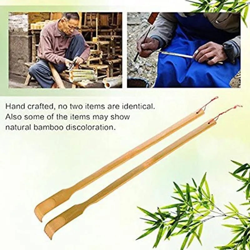 Bamboo Back Scratcher for Deep Tissue Relief - Ergonomic Long Handle Body Shaping Massage Equipment Tidesmit