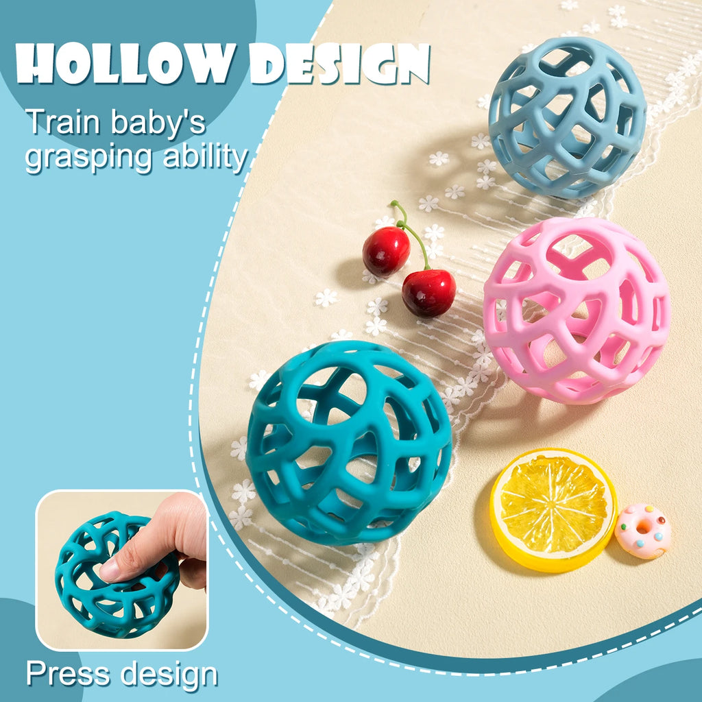 1PCS Baby Silicone Teether Toy Ball Shape Teething Toys Solid Color Oral Health Baby Stuff Baby Care Chewing Toy Baby Items
