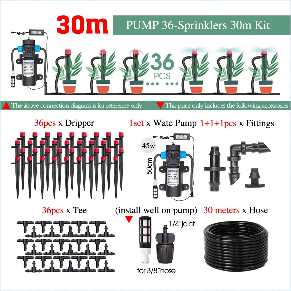 50-5M Automatic Garden Irrigation System Adjustable 13cm Sprinkler Smart Timer Greenhouse Yard Watering Kit Strong Flux