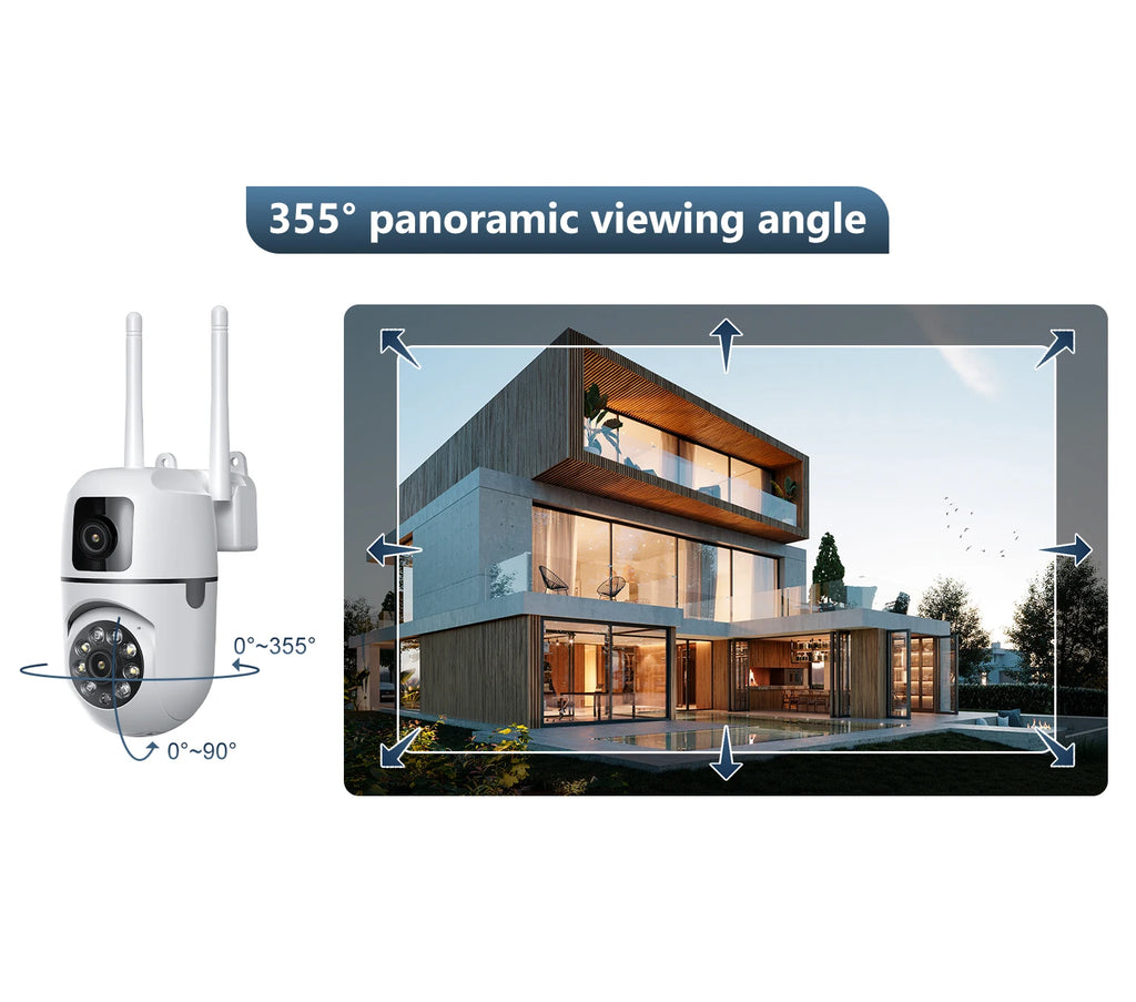 8MP WIFI Surveillance Camera Dual Lens Dual Screen 5MP IP Cameras Wireless Auto Tracking Color Night Vision 10X Zoom HD Camera