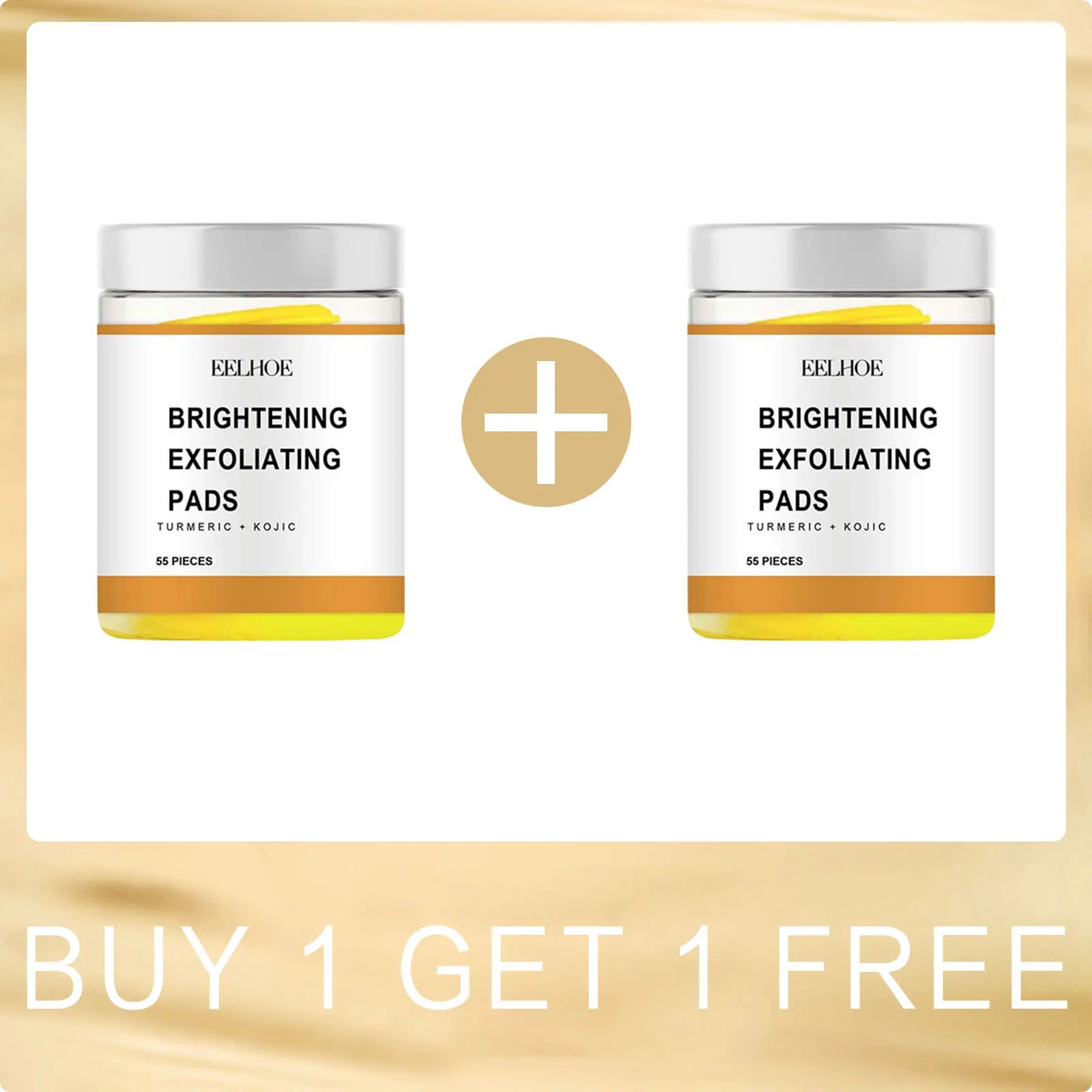 Turmeric Exfoliating Pads for Face Brightening - 55 Pcs Vegan Formula Scrubs Treatments Buy 1 for 1 Free Tidesmit