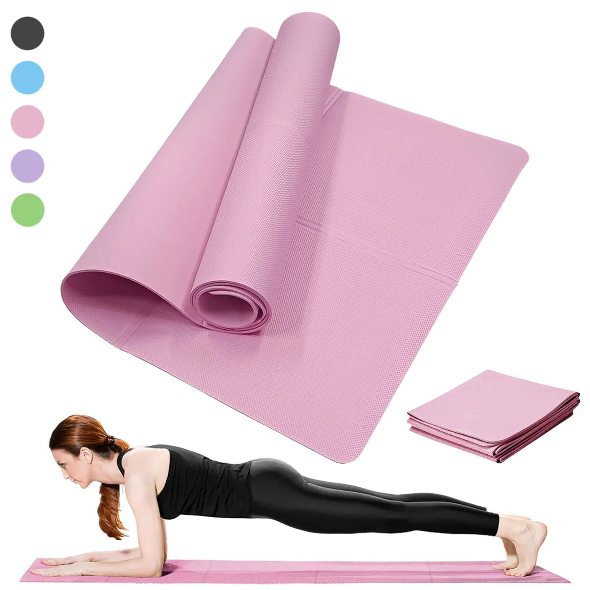 Pink Foldable Yoga Mat Eco Friendly EVA Folding Travel Fitness Exercise Mat 3/4/6mm Thicknesses for Yoga Pilates Workouts