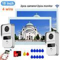 Wireless WiFi Video Doorbell 4 Wire 10 inch Touch Screen Tuya Smart 2V2/2V3 Home Video Doorphone Intercom System RFID APP Unlock