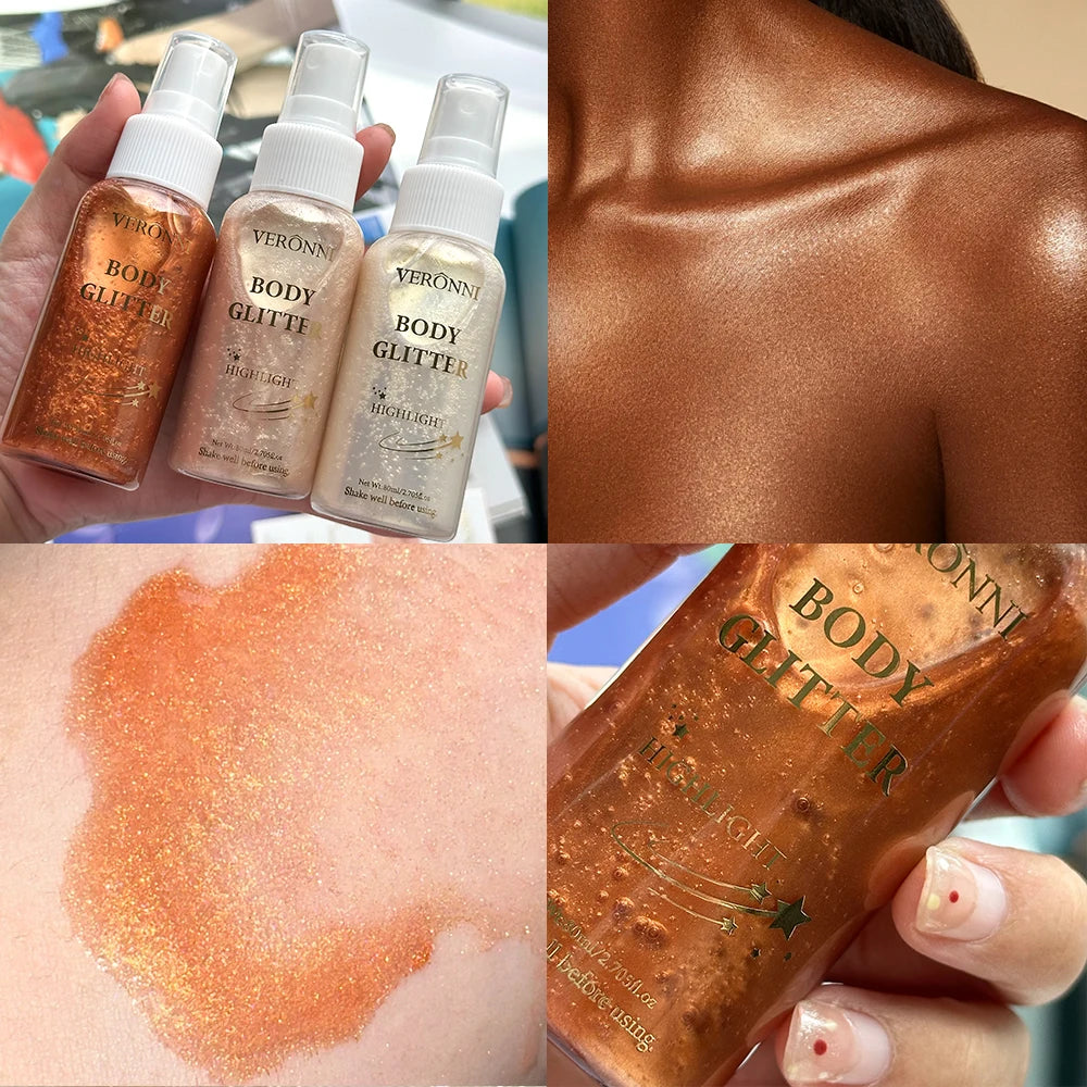 Tidesmit liquid body highlighting shimmer oil in detailed texture close-up for radiant glow face makeup application
