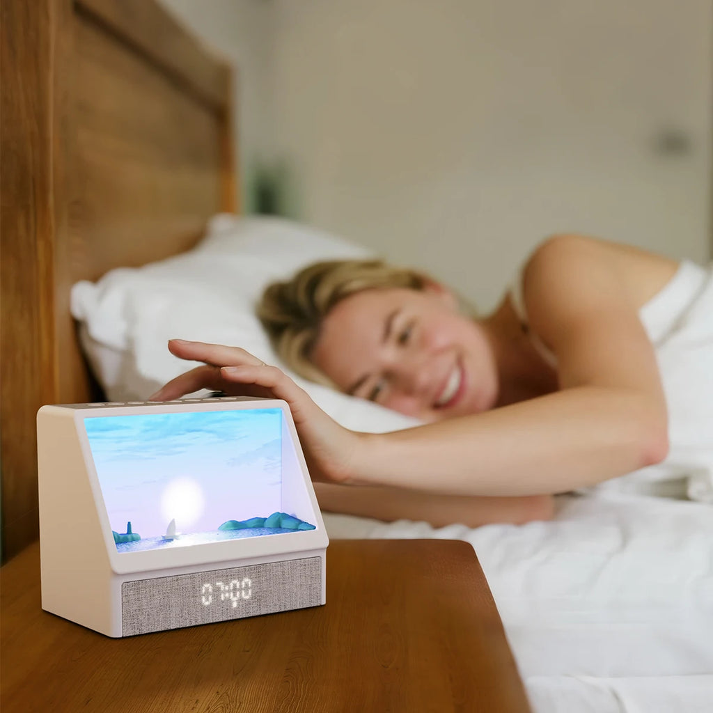 Bluetooth Sunrise Alarm Clock Table Light White Noise Wake Up Light With 12 Sounds Dimmable Sleep Clock For Adults Kids Bedroom