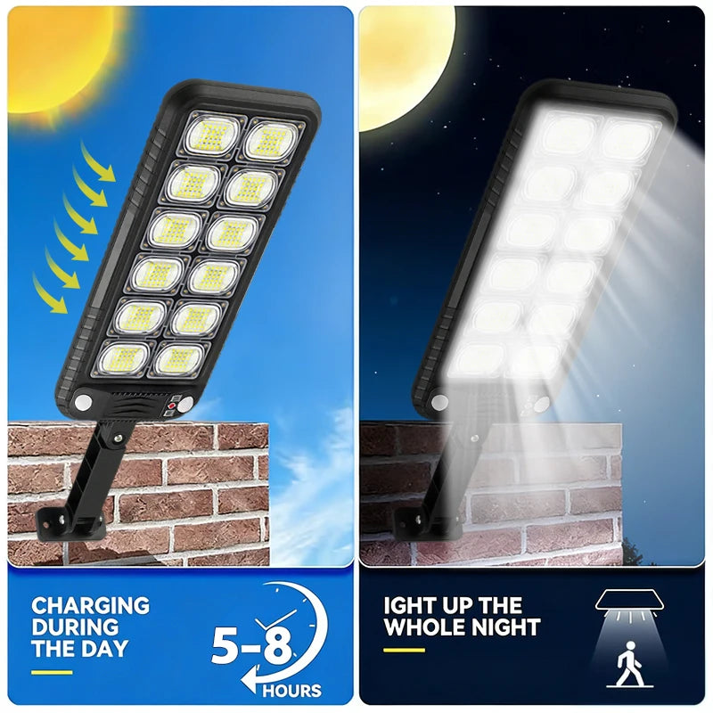 9000 Lumens Super Bright Solar Street Lamp Outdoor Garden Security LED COB Path Light Waterproof With Motion Sensor Remote Night Lights