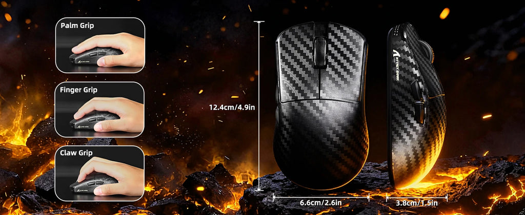 ATTACK SHARK R11 Ultra 8K Carbon Fiber Wireless Gaming Mouse,PAW3950MAX 42K DPI Sensor,49g Superlight Ergonomic Computer Mice