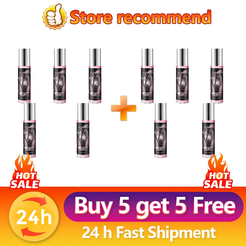 Gazipoo pheromone perfume for women: 10ml rollerball bottles, long-lasting natural attraction scent, travel-size set.