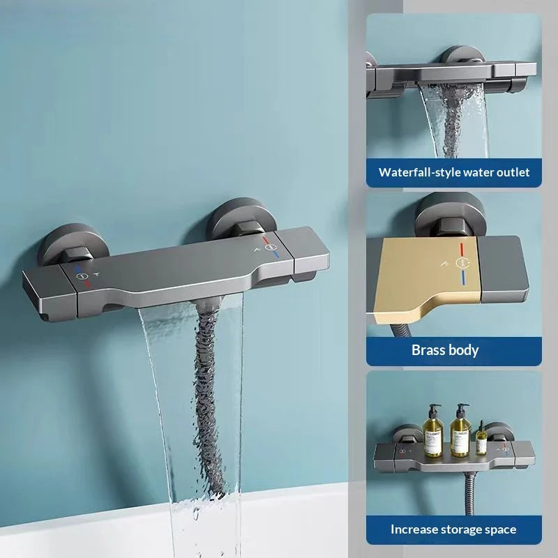 Minimalist waterfall faucet, bathroom hot and cold water faucet, multi-functional simple shower head, bathing shower faucet