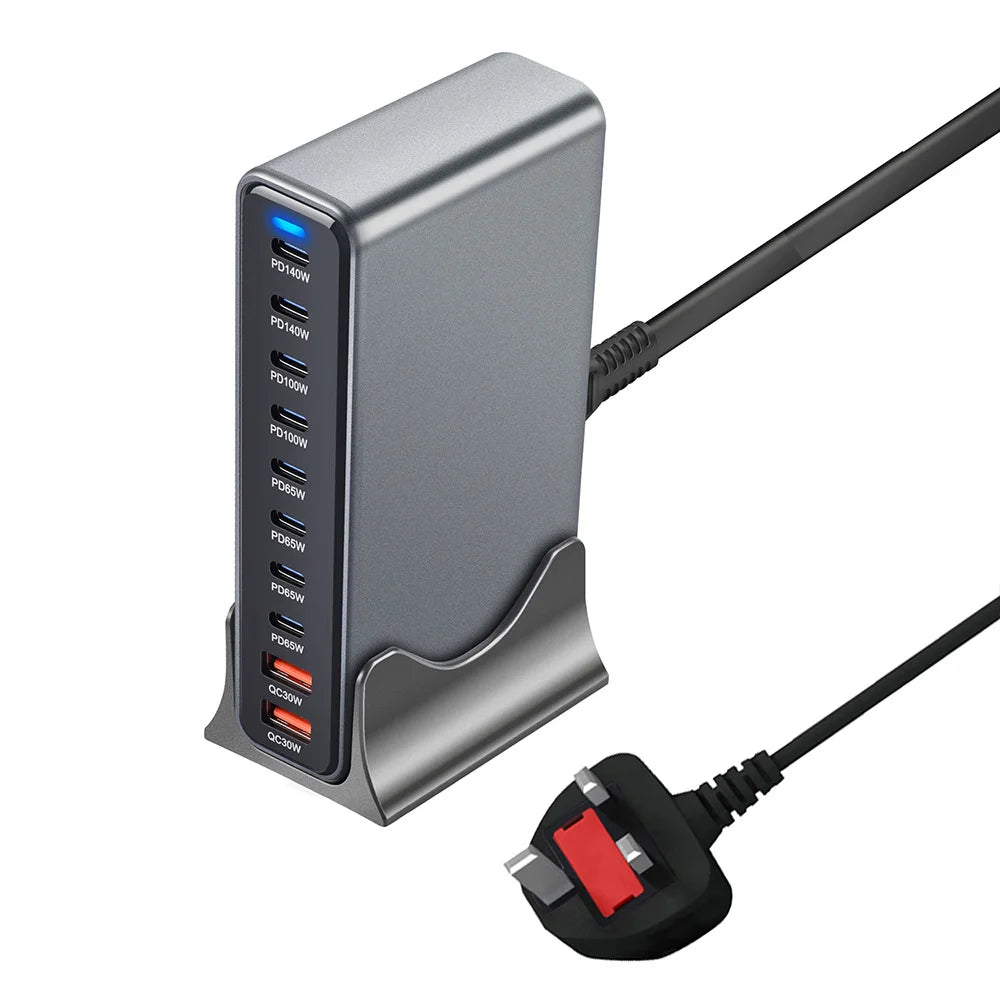 Tidesmit 800W GaN 10-Port USB-C Desktop Charger for Multi-Device Fast Charge Tidesmit