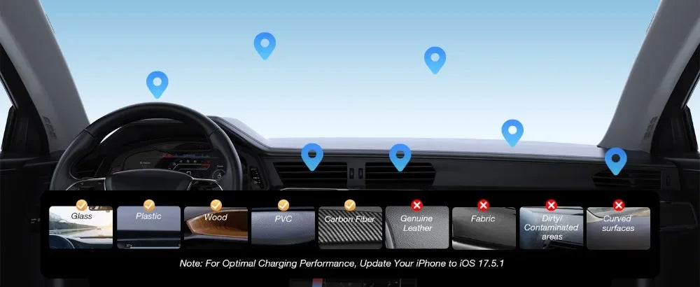 Magnetic Wireless Car Charger with RGB Cooling Fan - Black Tidesmit