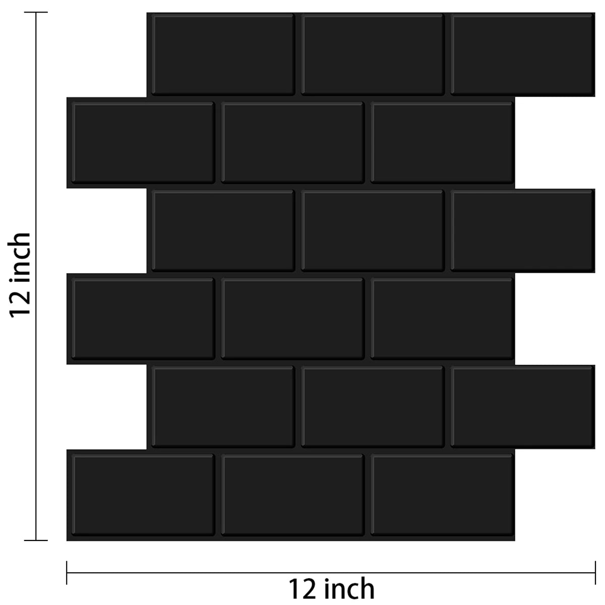 3D brick peel-and-stick wall sticker sheet set, black rectangular brick pattern
