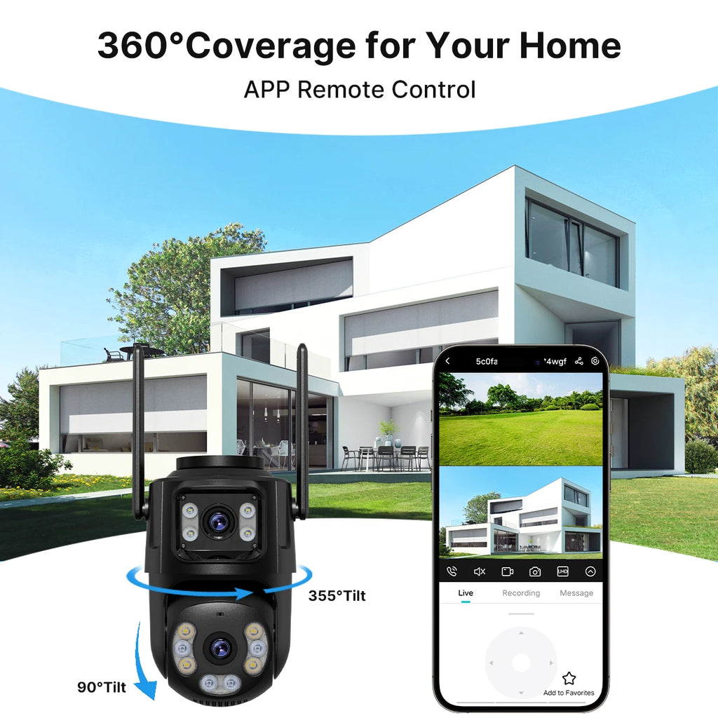 WONSDAR HD Wifi PTZ Camera Outdoor Dual Lens Dual Screen AI Auto Tracking IP Camera CCTV Audio Video Surveillance P2P iCSee