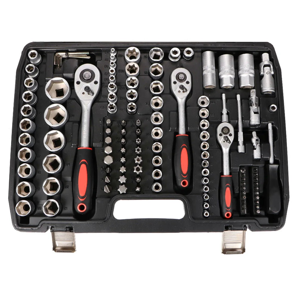 Podofo 172-Piece Comprehensive Socket Wrench Set 1/4" 3/8" 1/2" Drive Bits Kit With Storage Carrying Case for Auto Repair