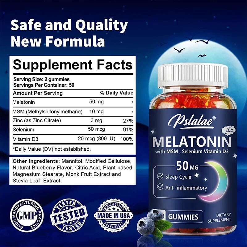 Melatonin Gummies - Helps Fall Asleep Faster, Improve Sleep Quality, Quick Dissolution, Regulate Biological Clock,Non-GMO