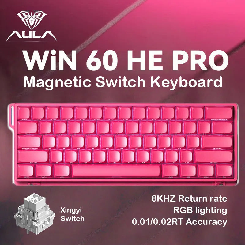 AULA WIN60 HE Wired Connection Magnetic Axis Keyboard RT Custom Mechanical Keyboard for E-sports Games 8K Polling Rate