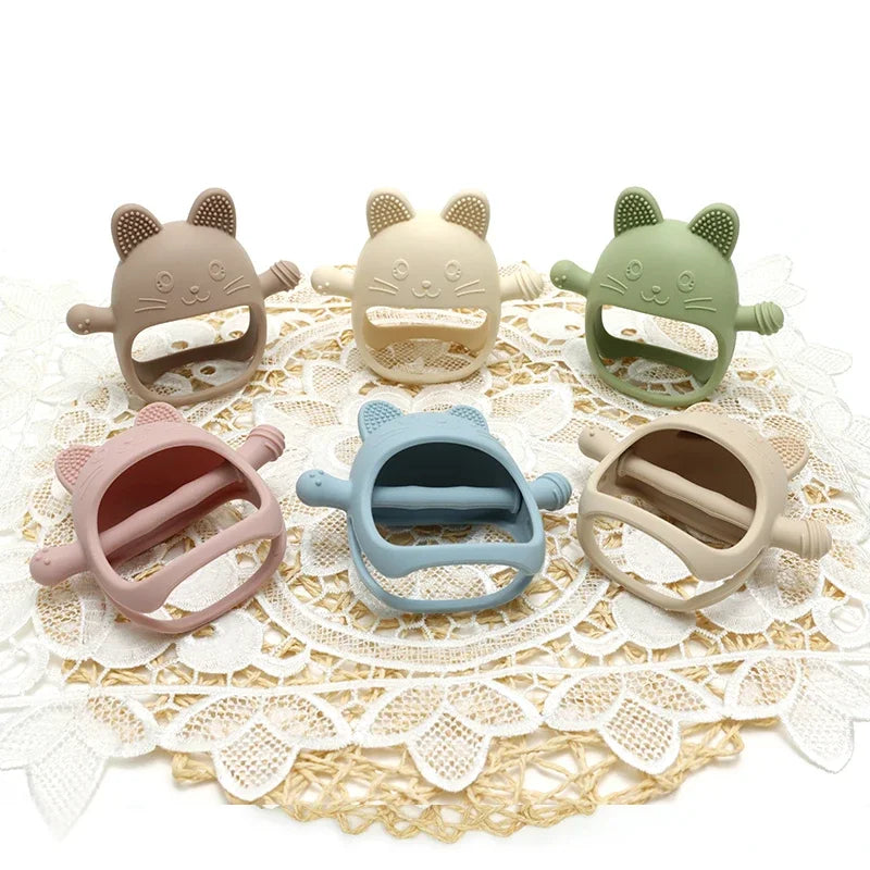 Baby Teether Cat Gloves Teether Silicone Anti-eating Hand Molar Stick Massage Gums Baby Anti-biting Teether Baby Accessories