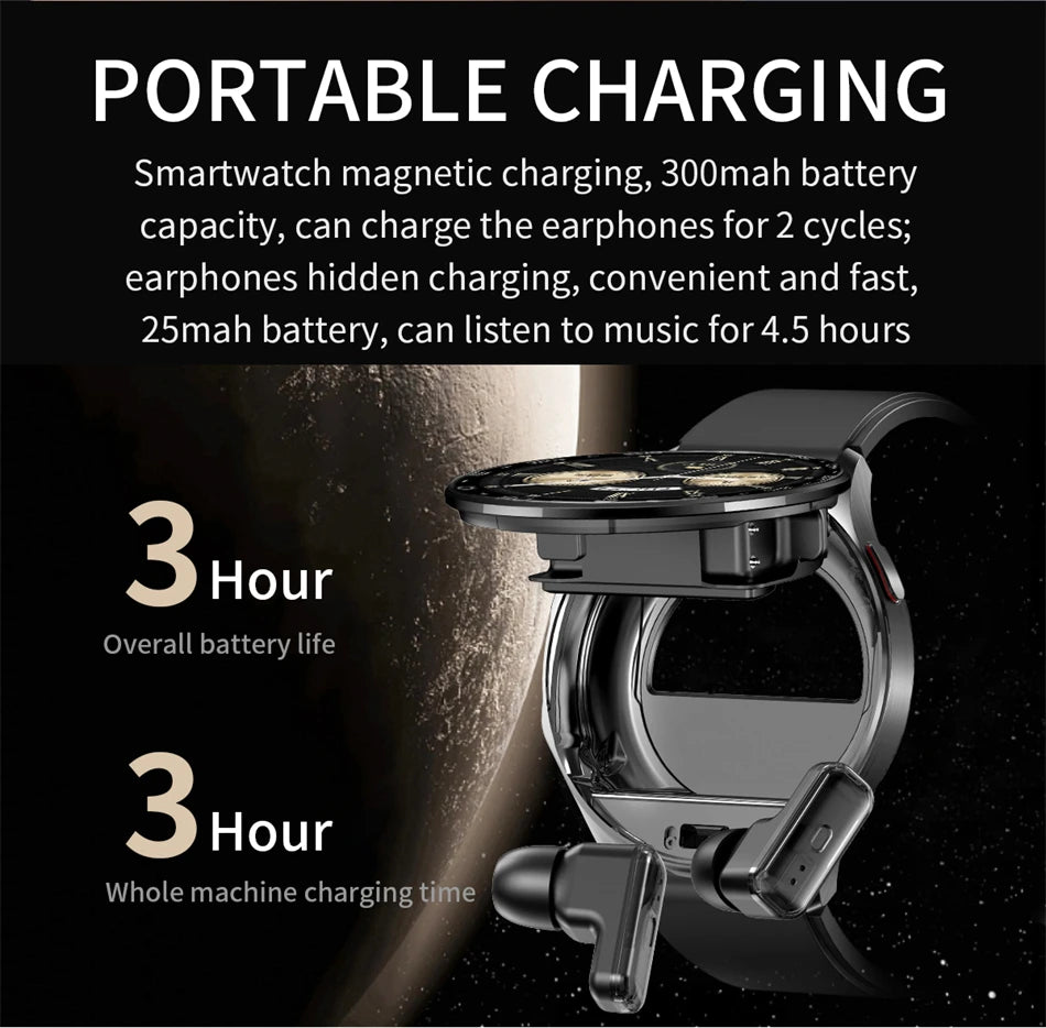 LIGE New 2-in-1 Smart Watch with TWS Bluetooth Earphones Heart Rate Blood Oxygen Monitor New Sport Fitness BT Call Music Watches