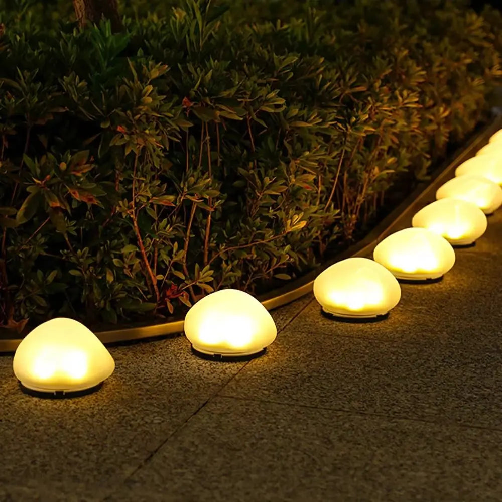 Solar Stone Light Frosted Glass Ground Lamp Outdoor Waterproof Lantern for Garden Green Light Lawn Courtyard Decorative Lamp
