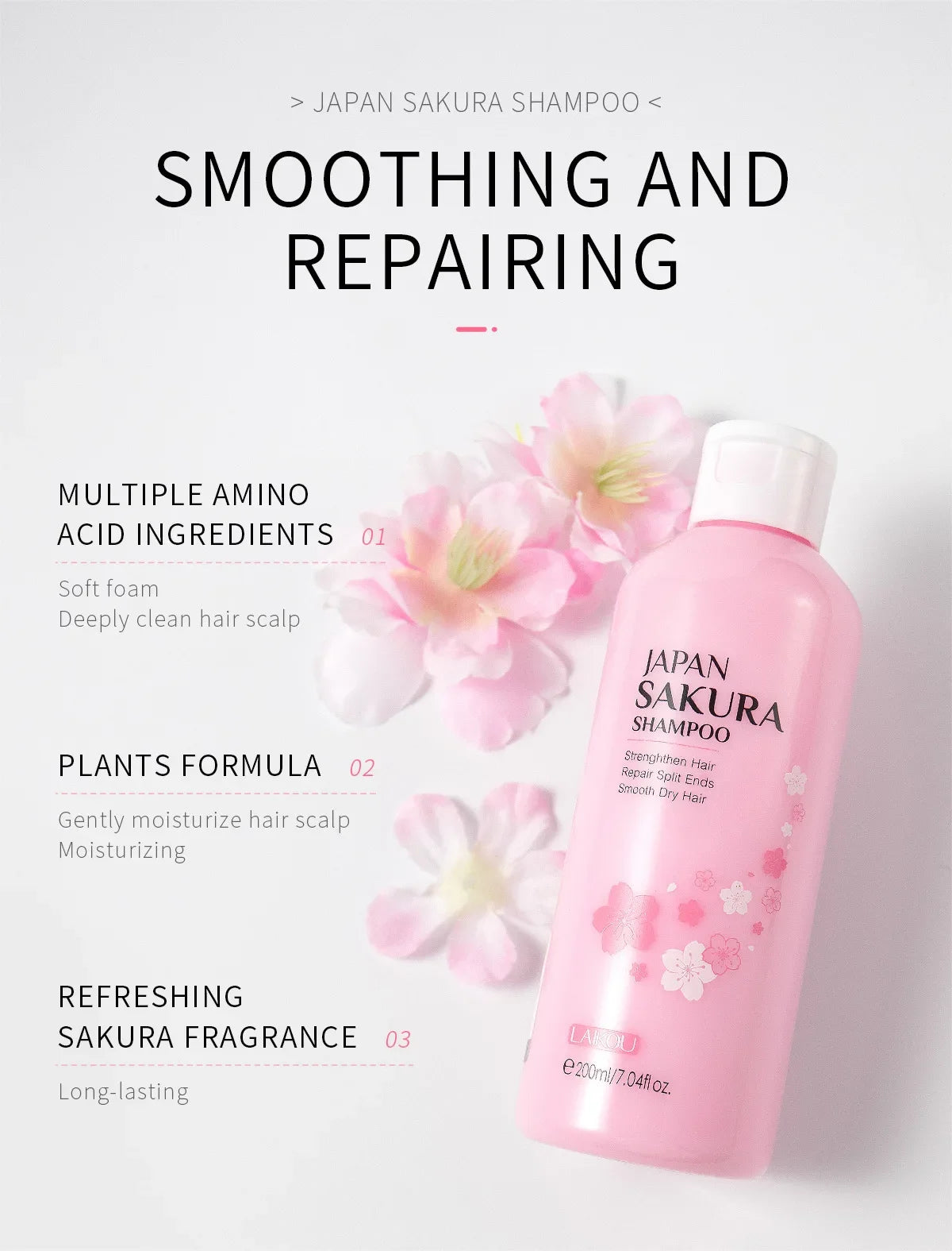 LAIKOU Sakura Shampoo And Hair Conditioner Cherry Blossom Nourishing Repair Dry Hair Smooth Anti Frizz Moisturizing Hair Care