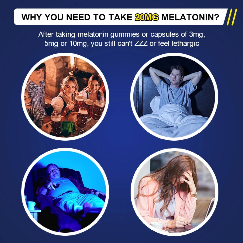 Melatonin 20mg, Sleep Dietary Supplement, 120 Strawberry Flavored Capsules, Contains Melatonin - Healthy Sleep