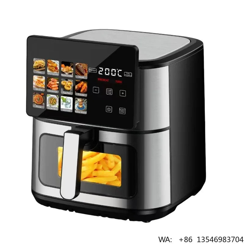 Factory Portable  Electric Multifunction Fully Automatic Stainless Steel  Smart Square  air Fryer Oven, 10L Large Capacity 1800W