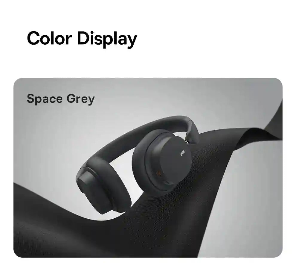 Wireless Over-Ear Headphones with 70H Playtime and Spatial Audio - Gray Tidesmit