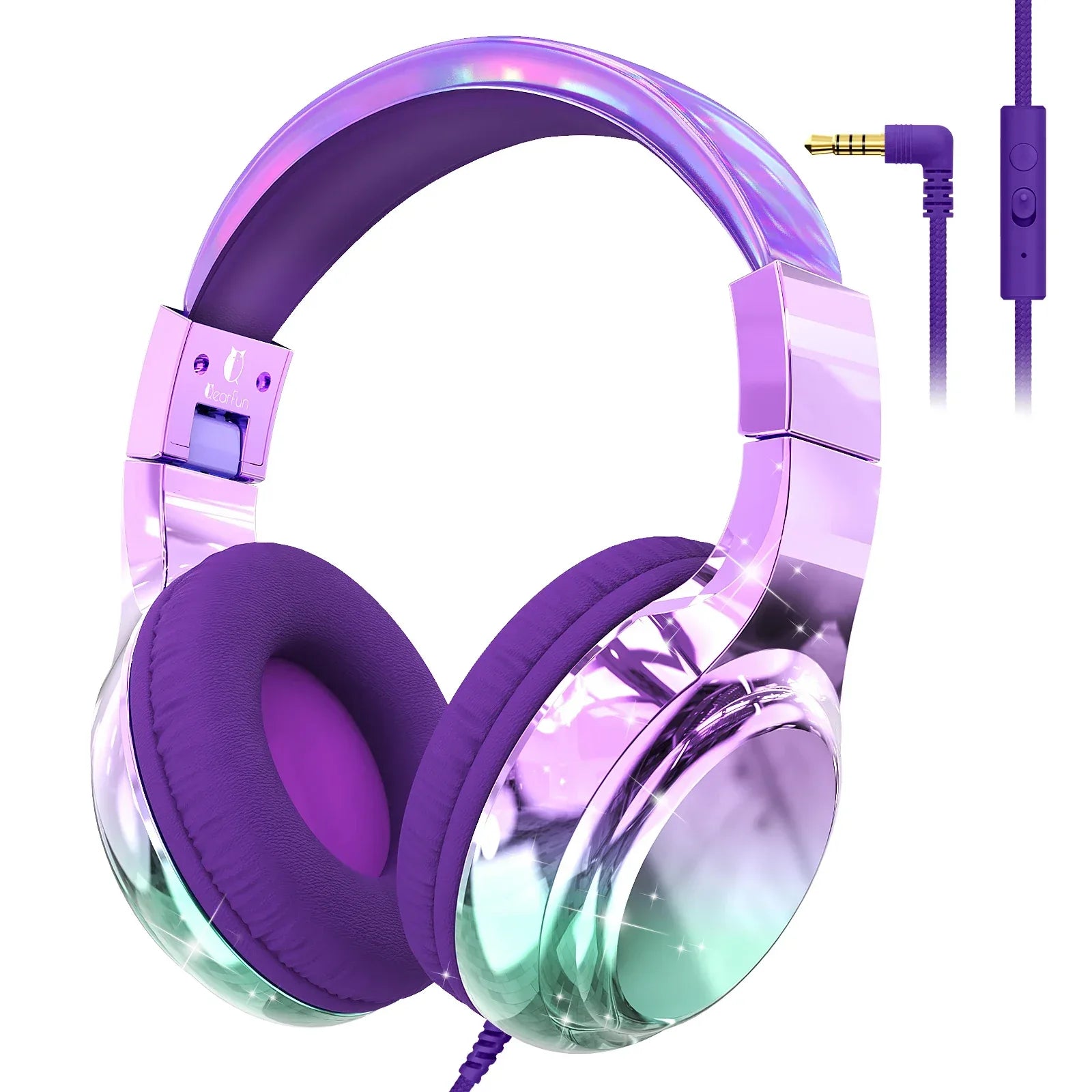 Kids Headphones Wired for School 85/94dB Volume Limiter Foldable Stereo Sound Headset with Mic for Kids Girls Learning Tablet PC DeepPurple NO Box China Mainland Tidesmit