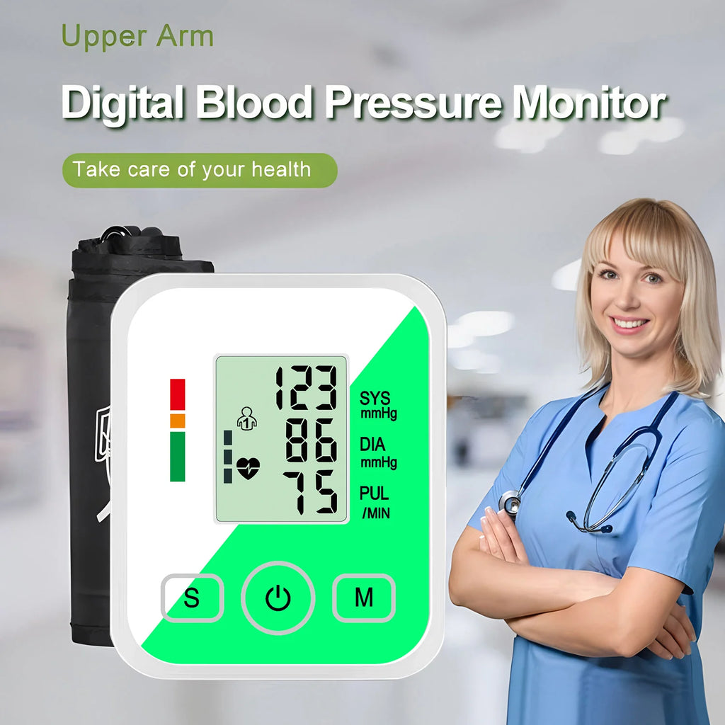 Digital Arm Pulse Blood Pressure Machine Medical Tensiometer Health Care Automatic Tonometer Household Meter