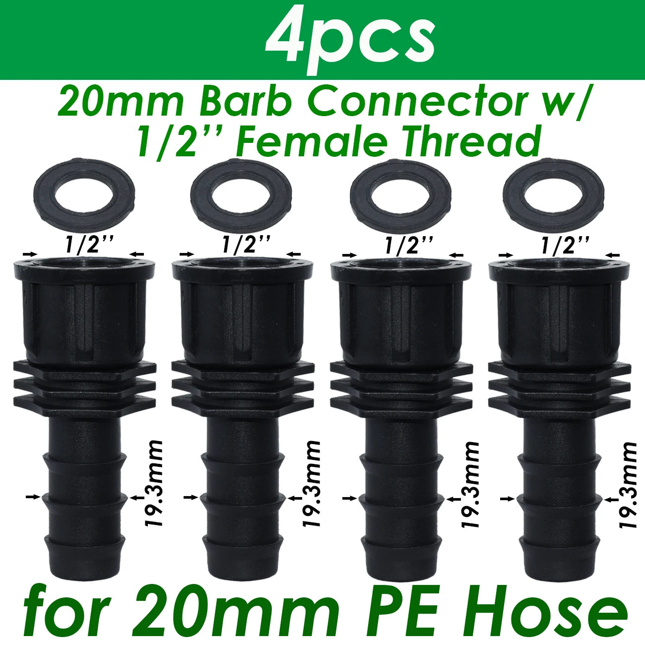 1/2" 3/4" Male Female Thread Connector To Barb 16mm 20mm 25mm PE Hose Adapter Tee Elbow Garden Irrigation Drip Watering System