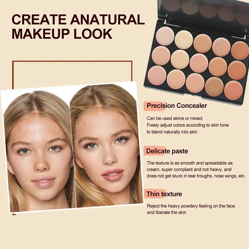 Tidesmit 15 color multifunction concealer palette texture close up for full coverage of acne marks and dark circles
