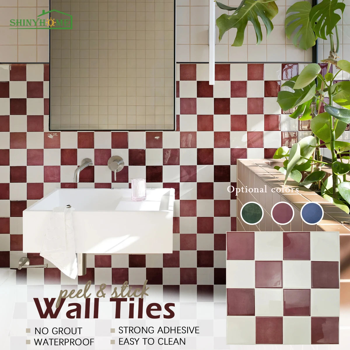 10/30 PC 3D Mosaic Style Self-Adhesive Wall Tile Kitchen Backsplash  Suitable for Kitchen Wall Decoration Square 10.5" x 10.5"