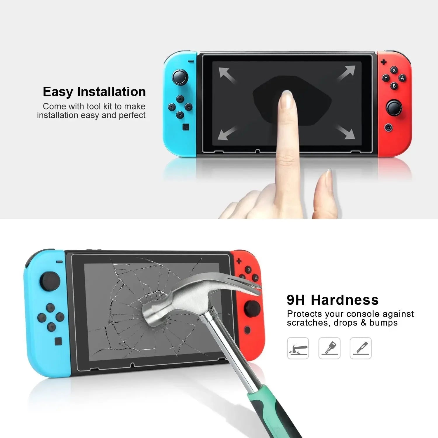 Nintendo Switch Tempered Glass Screen Protector 9H Anti-Scratch 2-Pack Tidesmit
