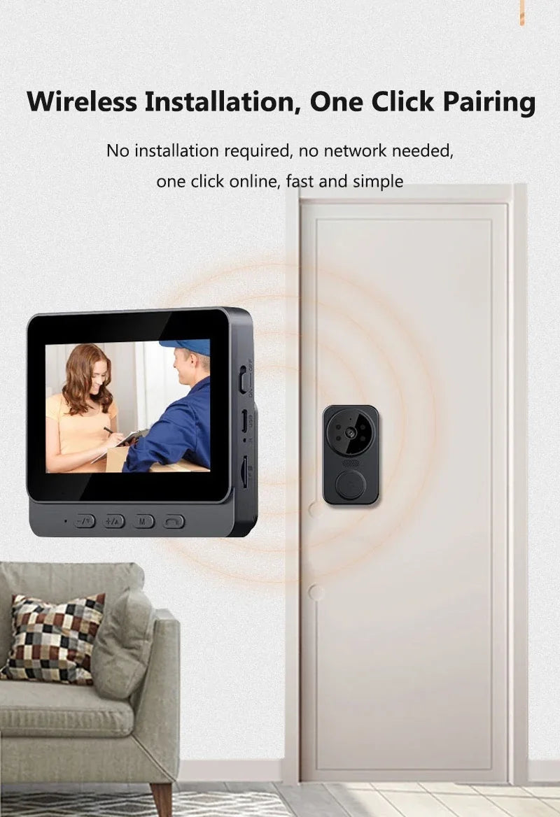 4.3 Inch WiFi Wireless Video Doorbell Two Way Video Intercom Outdoor HD Doorbell Camera Smart Home Security Visual Door Bell