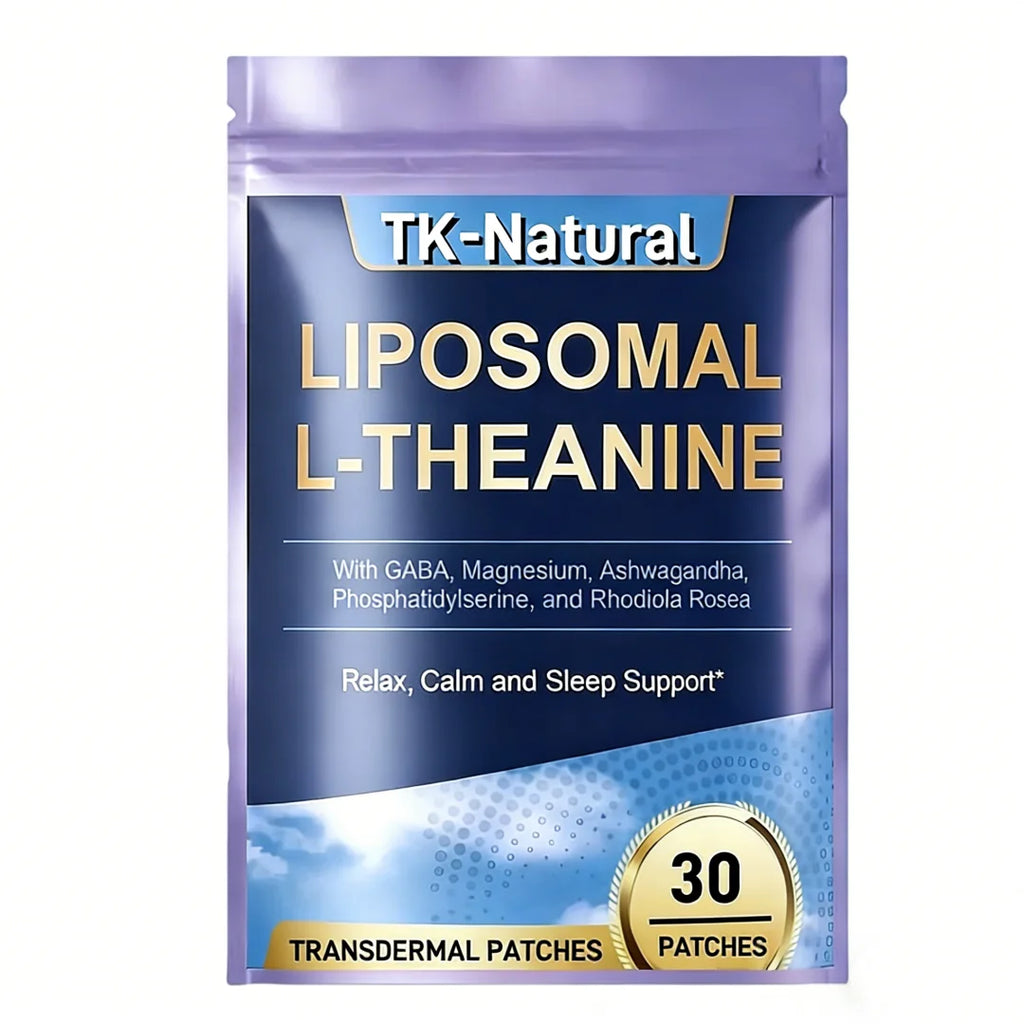 30 Patches L-Theanine Transdermal Patches with Magnesium Glycinate for Men and Women - Mood Focus Sleep Support
