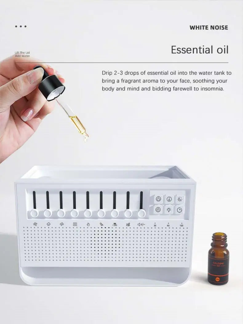 White Noise 3 in 1 Bluetooth Speaker Sleep Aid Night Light Humidifier All-in-one Machine 8 Nature Sound Essential Oil Diffuser