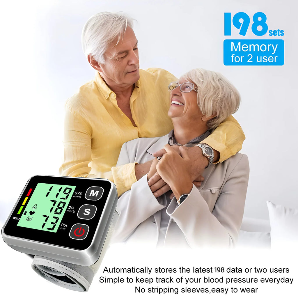 Digitlal Tensiometro Health Medical BP Sphygmomanometer Wrist cuff Digital Blood Pressure Monitor Heart Beat Rate Pulse Meter