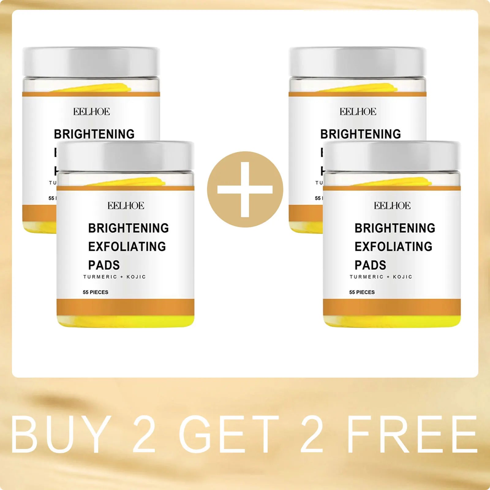Turmeric Exfoliating Pads for Face Brightening - 55 Pcs Vegan Formula Scrubs Treatments Buy 2 for 2 Free Tidesmit