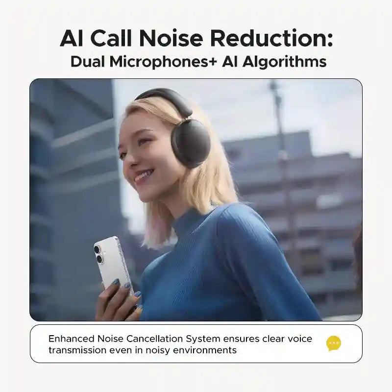 Wireless Over-Ear Headphones with 80H Playtime and Noise Cancellation Tidesmit